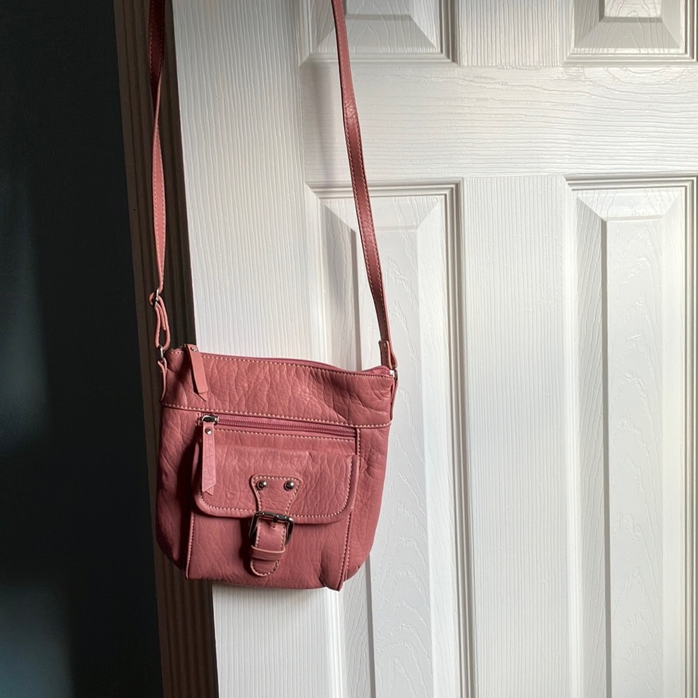 Pink leather satchel